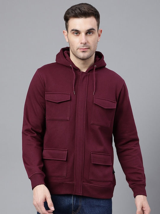 Men Zip Up Fleece Sweatsuit with Cargo Pockets Sweat jacket