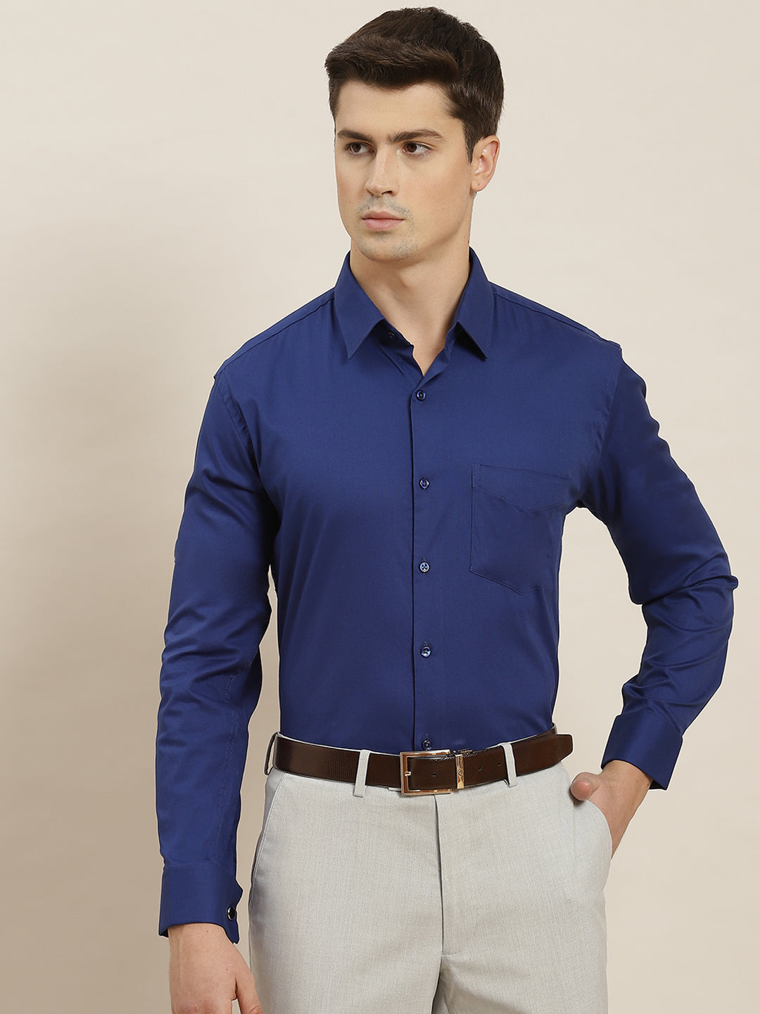 navy double cuff shirt