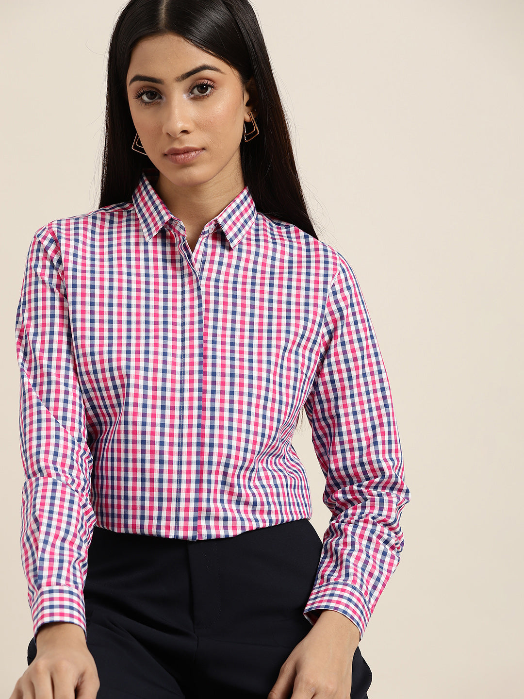 Women White Solids Pure Cotton Slim Fit Formal Shirt