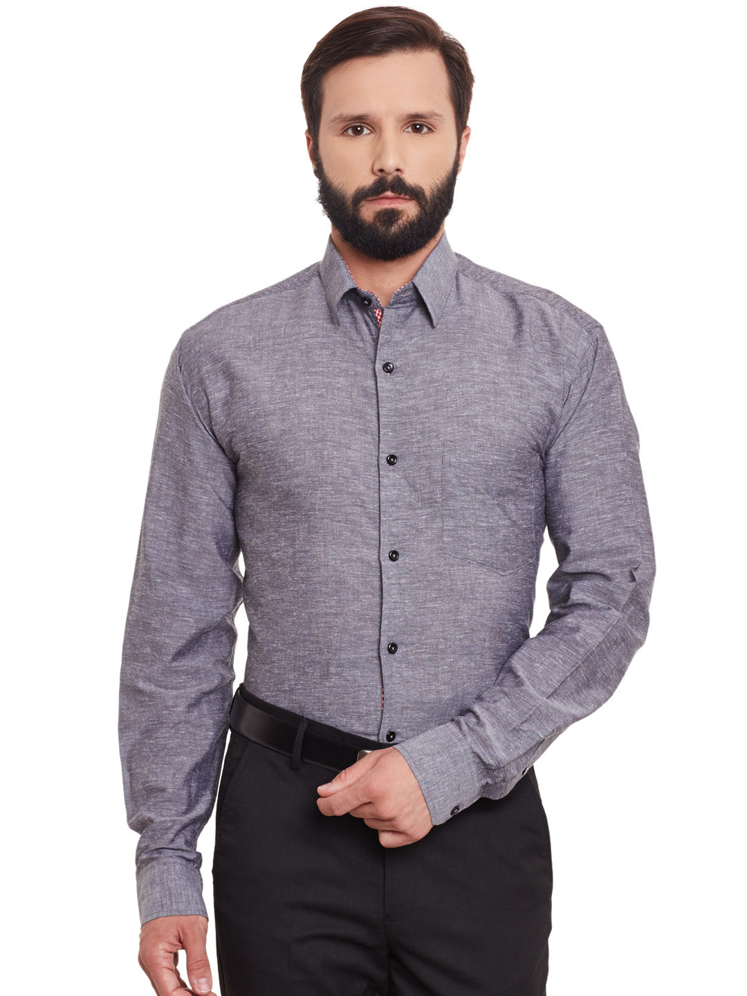Buy Men Grey Slim Fit Formal Full Sleeves Formal Shirt Online