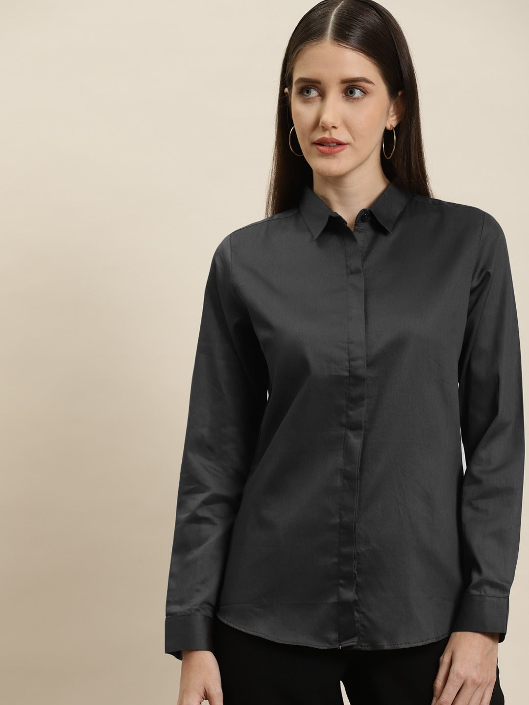 Cotton Dark Grey Shirt And Black Pant, Size: Large And Large at Rs