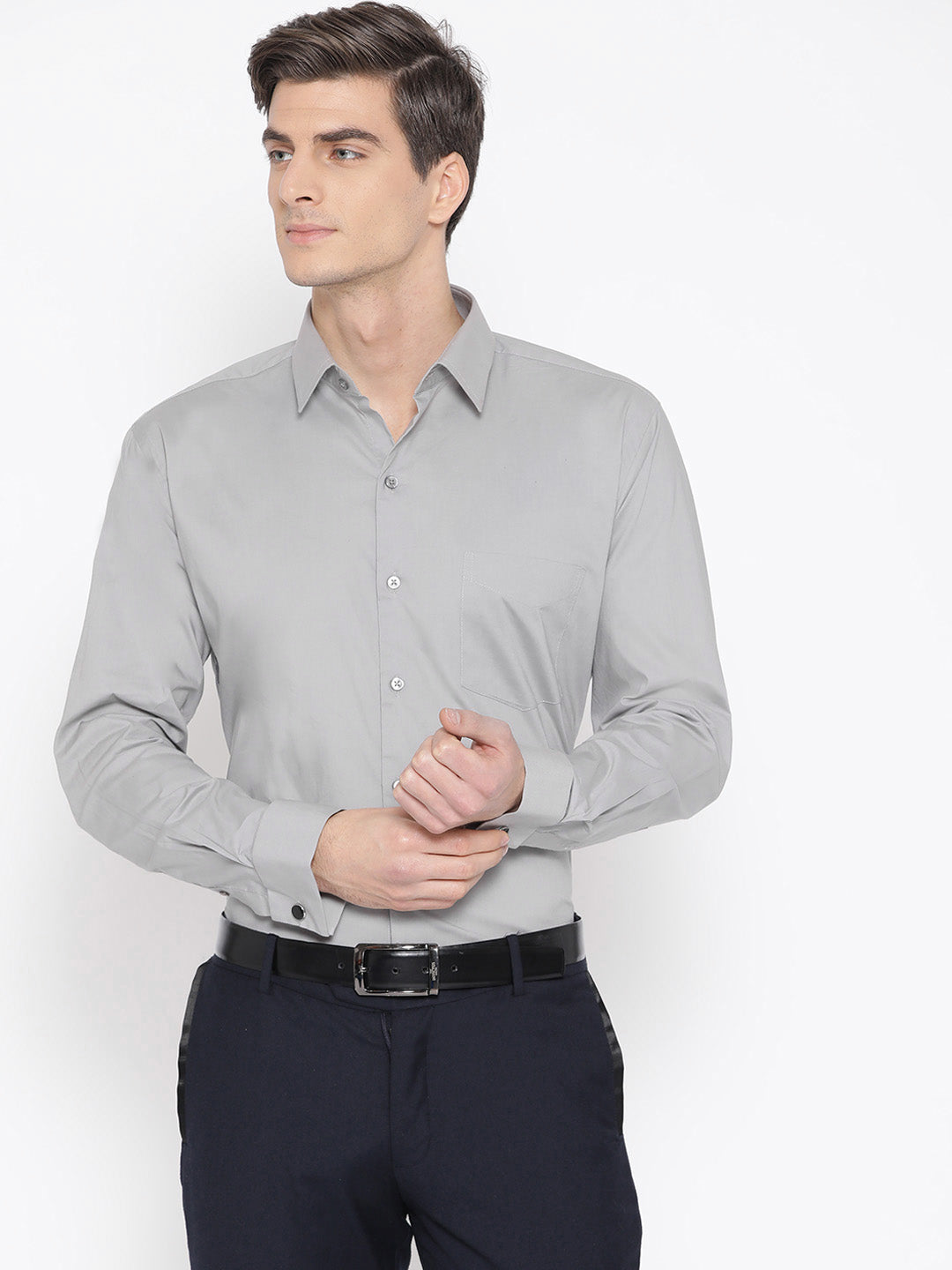 Solid best sale grey shirt