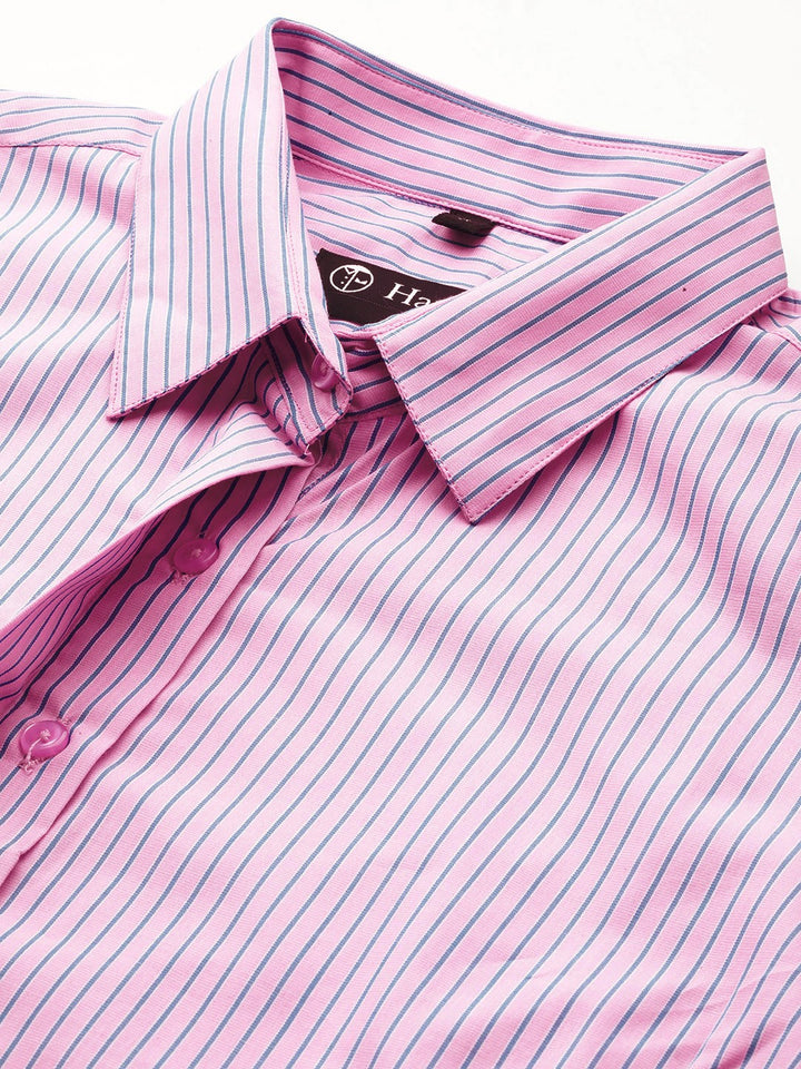 Women Pink Stripes Pure Cotton Formal Shirt