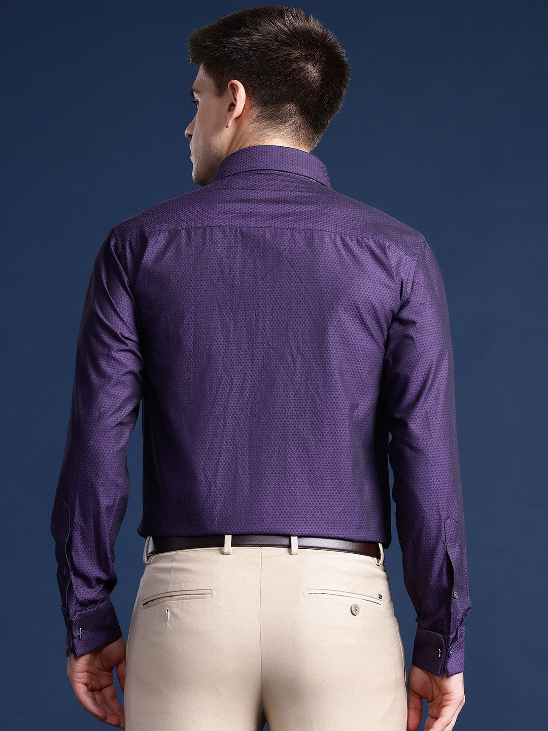 Men Purple Solid Pure Cotton Slim Fit Formal Shirt