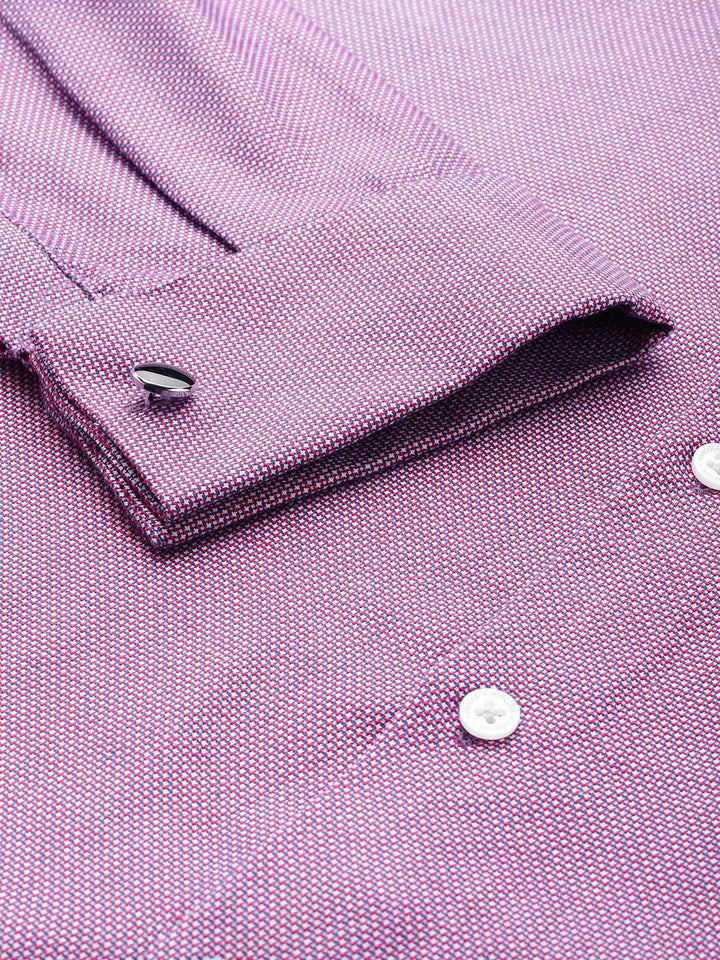 Men Mauve Solid Pure Cotton Slim Fit Formal Shirt