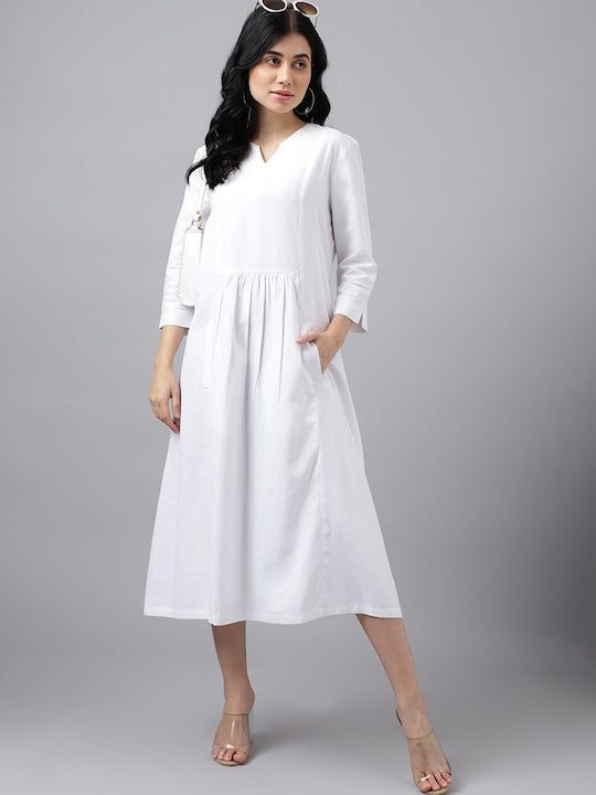 White Edge Printed Cotton Dress - Absolutely Desi