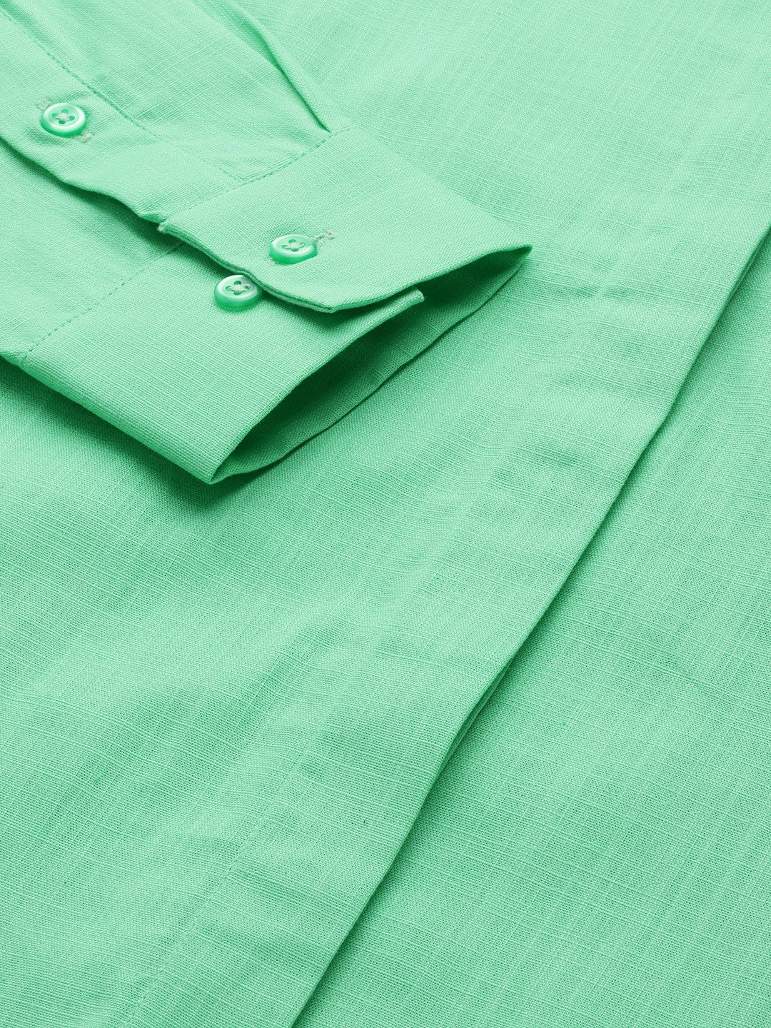 Women Green Solid Pure Cotton Formal Shirt