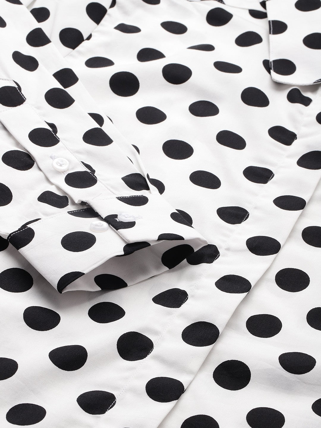 Women White Polka Dot Print Pure Cotton Formal Shirt