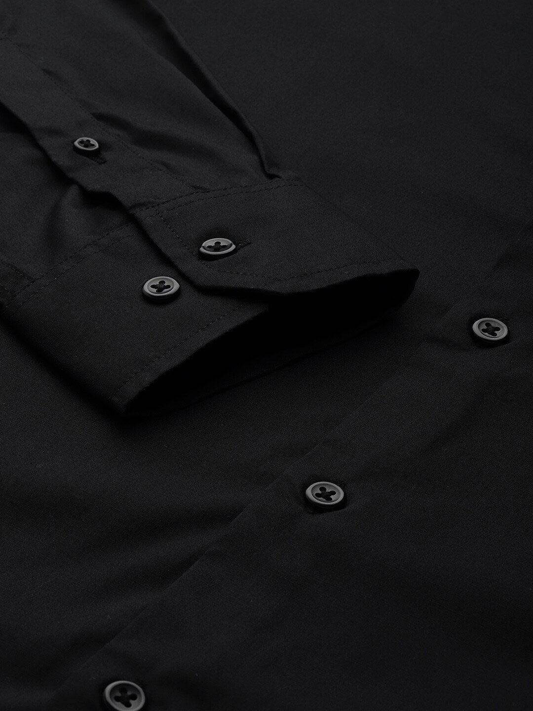 Men Black Solid Pure Cotton Regular Fit Formal Shirt