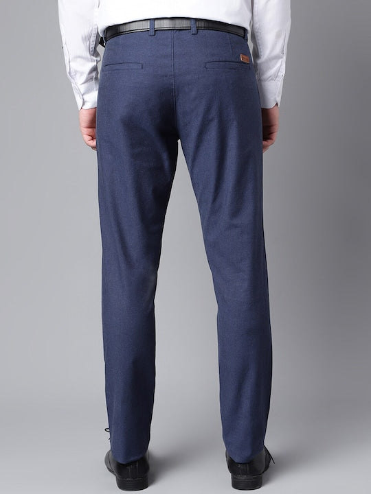 Buy Men Navy Solid Slim Fit Formal Trousers Online - 760700 | Peter England