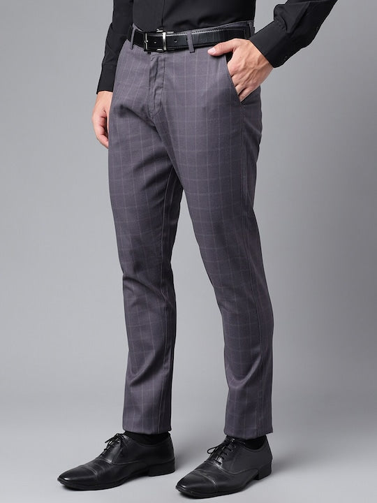 MALENO Men's Checkered Grey Trouser