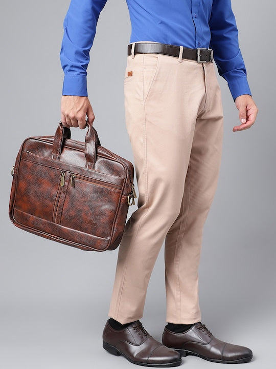 Buy Men Beige Tailored Formal Trousers Online
