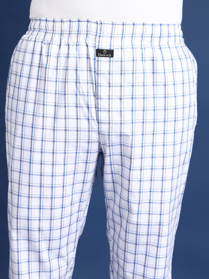 Men White Checked Pure Cotton Relaxed Fit Night Suit