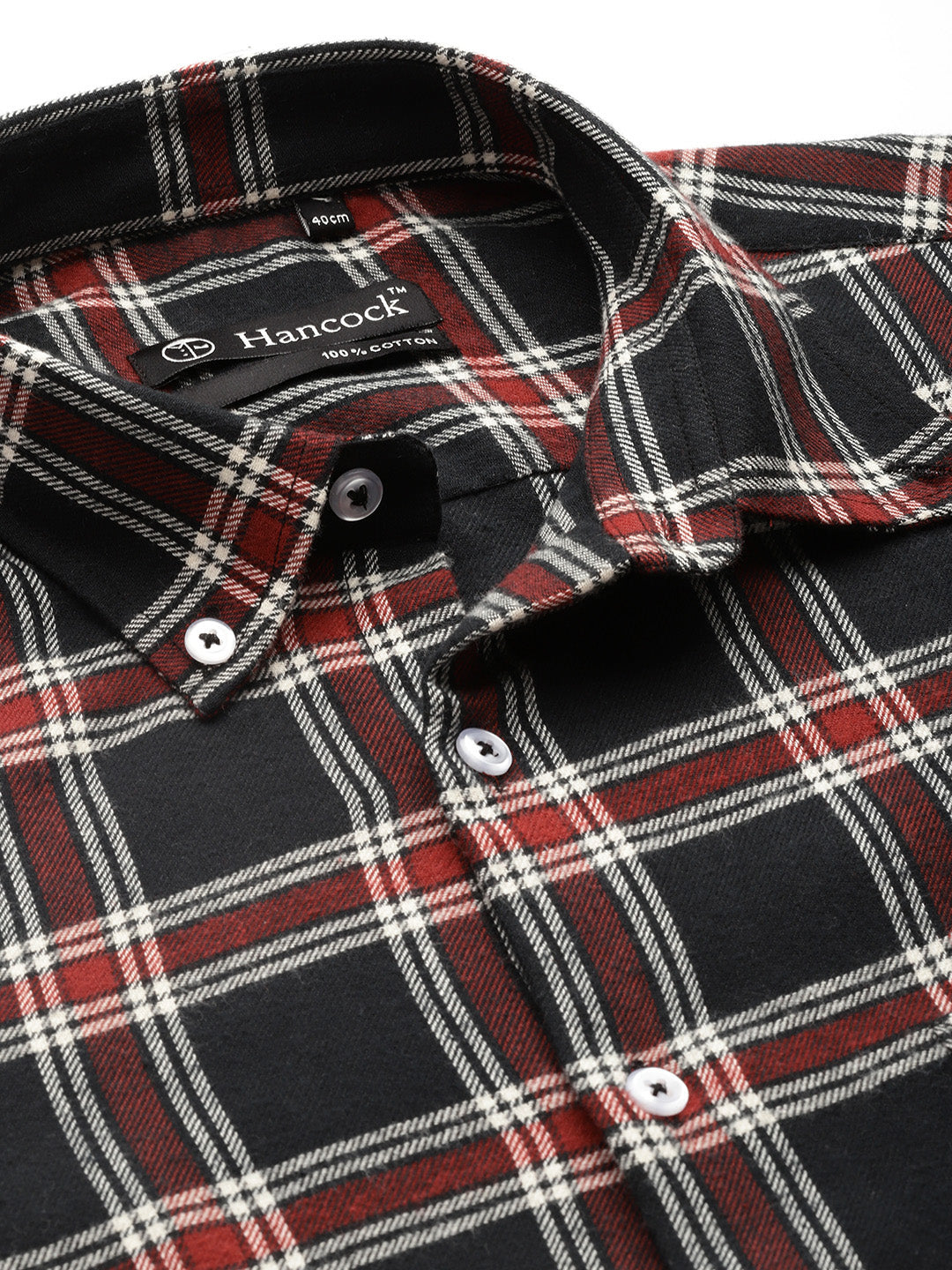 Men Black & White Checks Pure Cotton Slim fit Casual Shirt