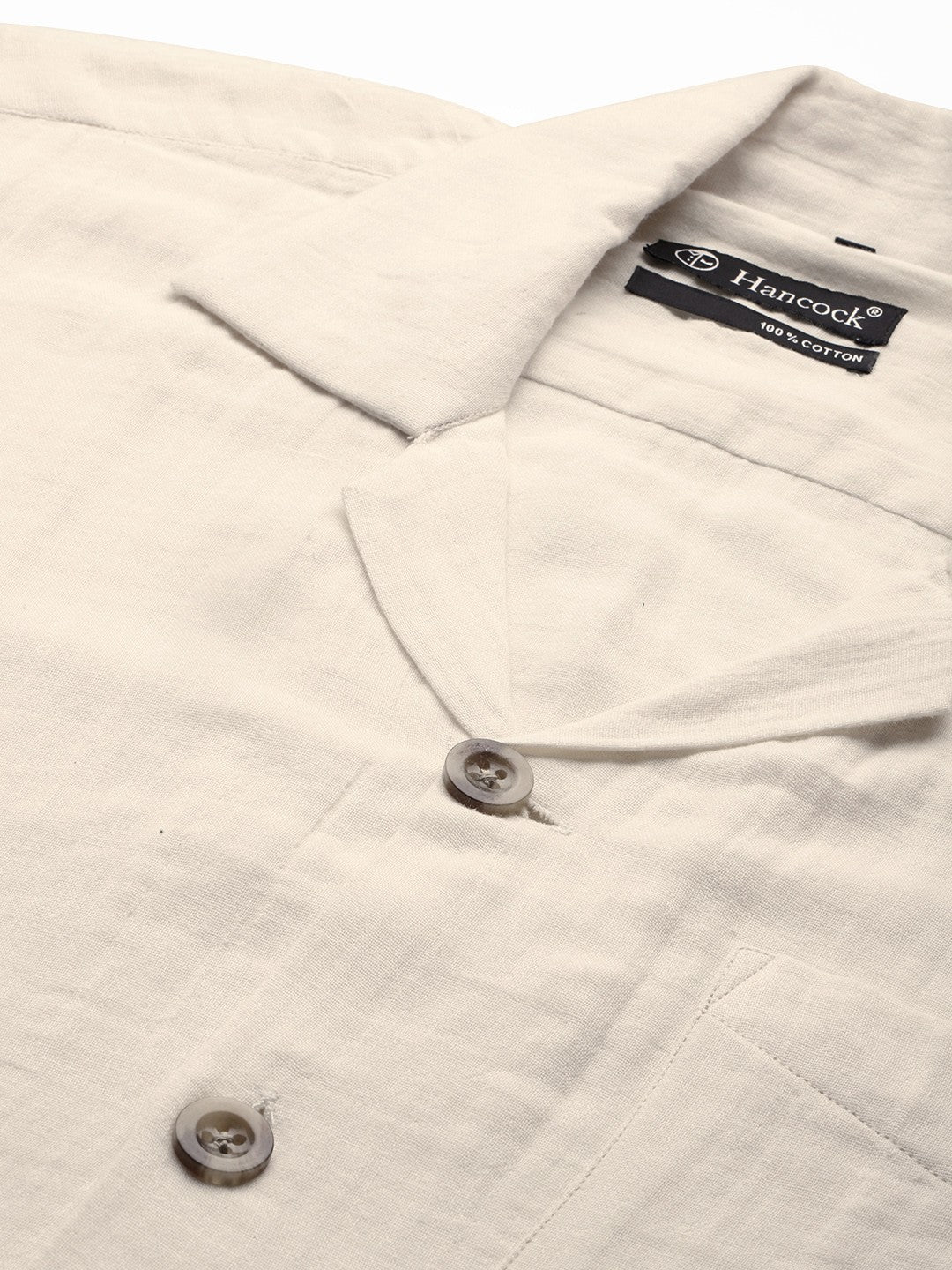 Men White Solid Pure Cotton Relaxed Fit Casual Shirt