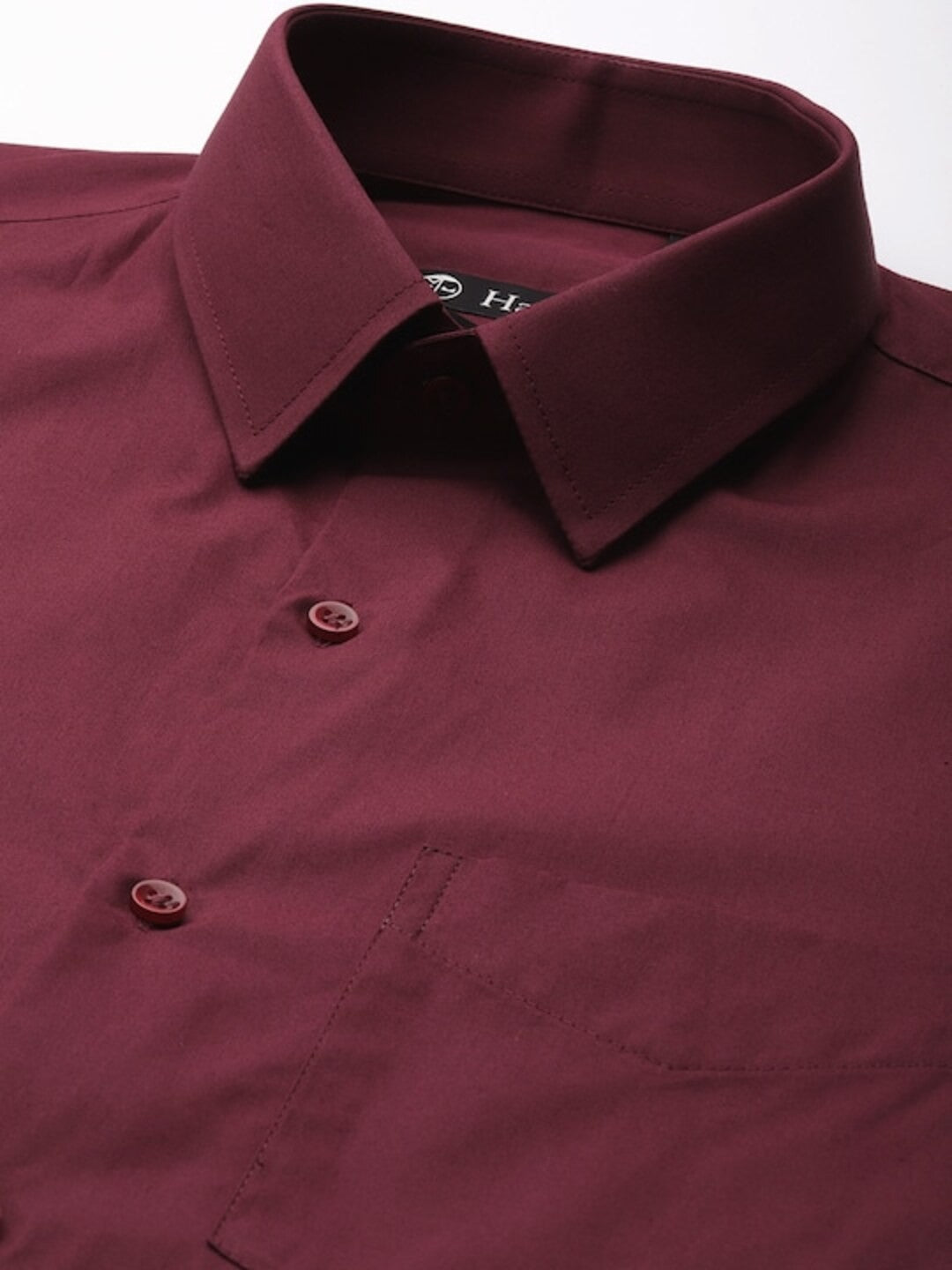 Men Burgundy Solid Pure Cotton Slim fit Formal Shirt