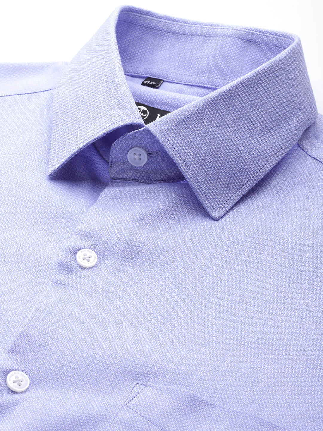 Men Blue Textured Self Design Pure Cotton Slim Fit Formal Shirt