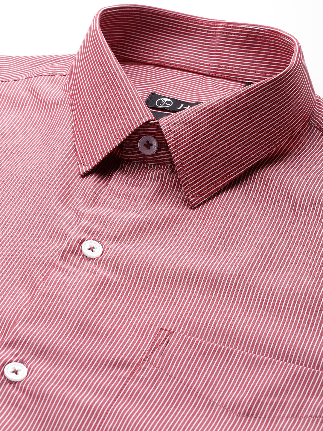 Men Red PinStriped Pure Cotton Slim Fit Formal Shirt