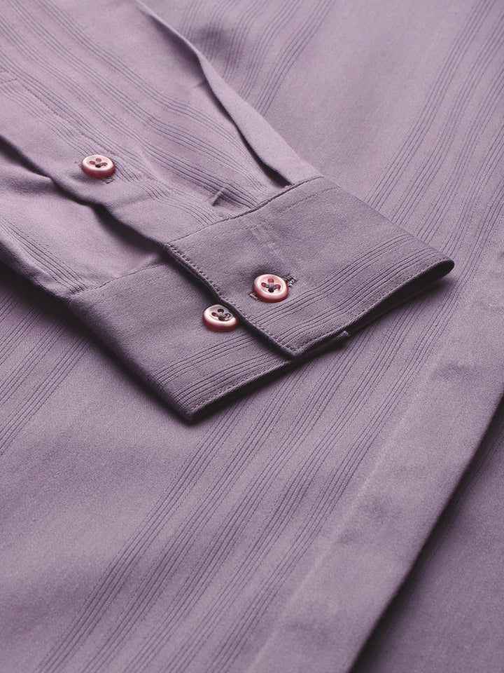 Women Purple Solid Self Design, Pure Cotton Stretchable Wrinkle Free Formal Shirt