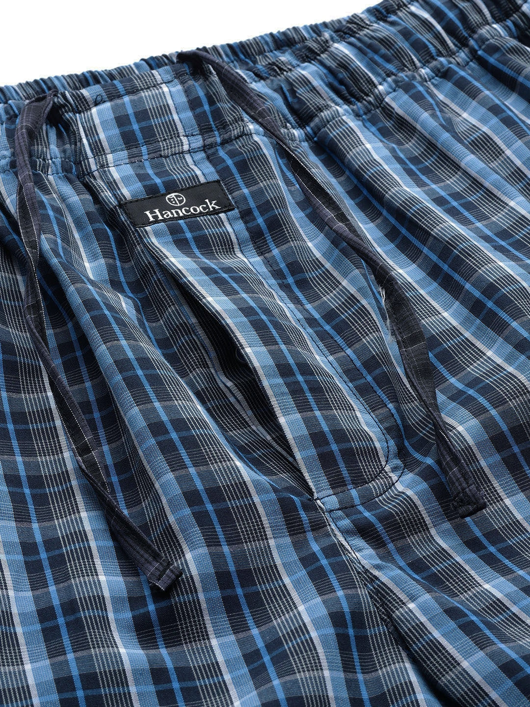 Men Navy & Blue Checked Cotton Regular Fit Lounge pants