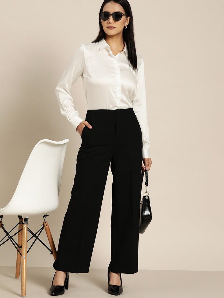 Women White Solid Pure Cotton Formal Shirt