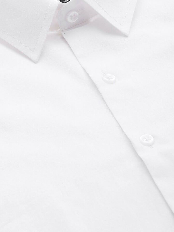 Men White Solid Pure Cotton Regular Fit Formal Shirt