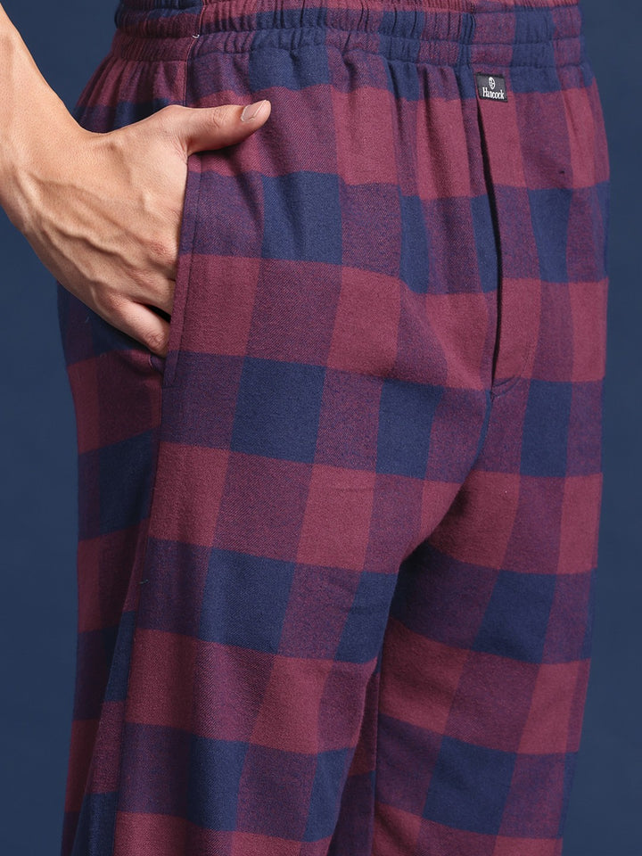 Men Maroon& Navy Blue Checked Pure Cotton Regular Fit Casual Co &Ord Sets