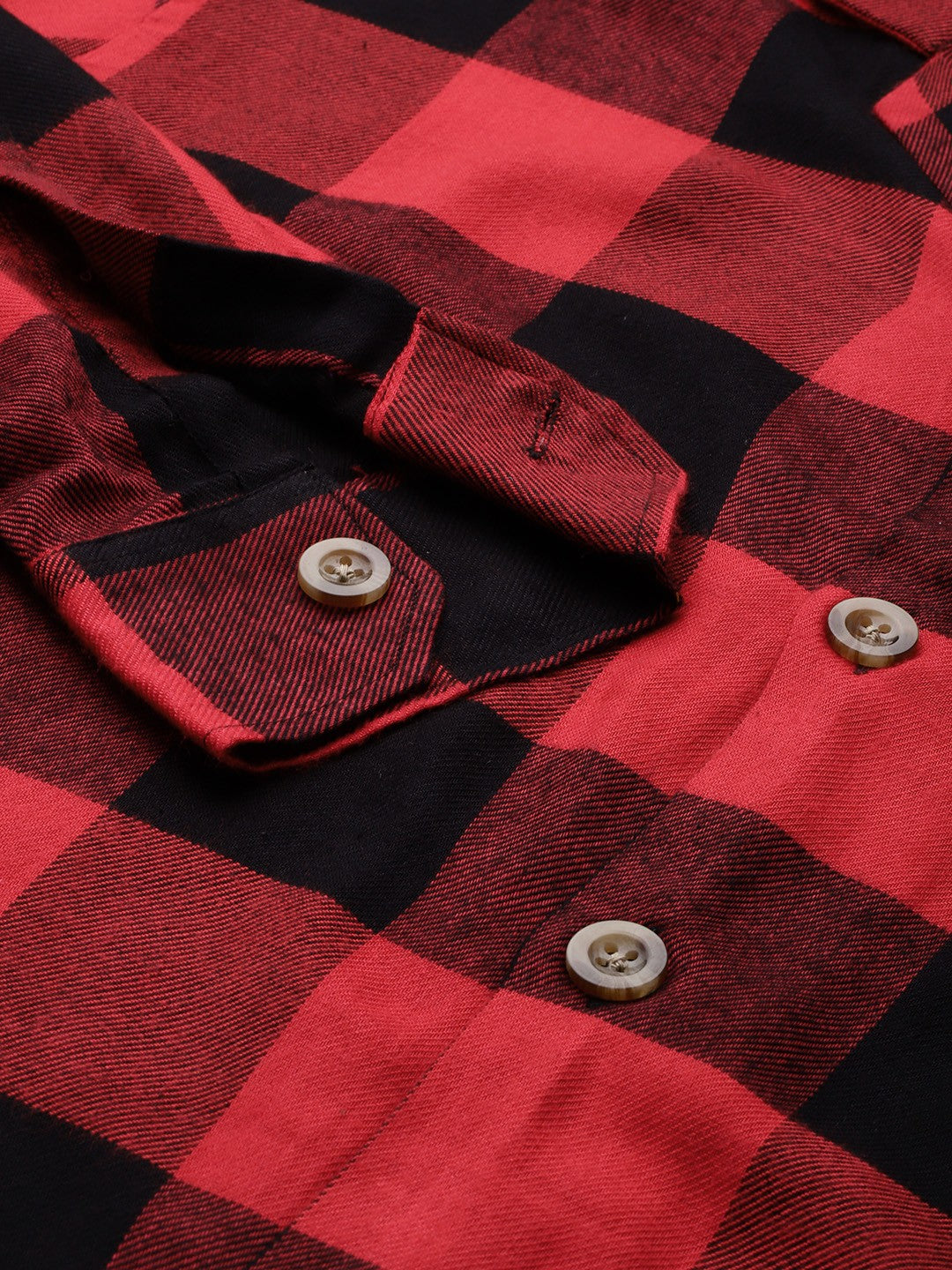 Men Red Checked Pure Cotton Relaxed Fit Casual Shirt