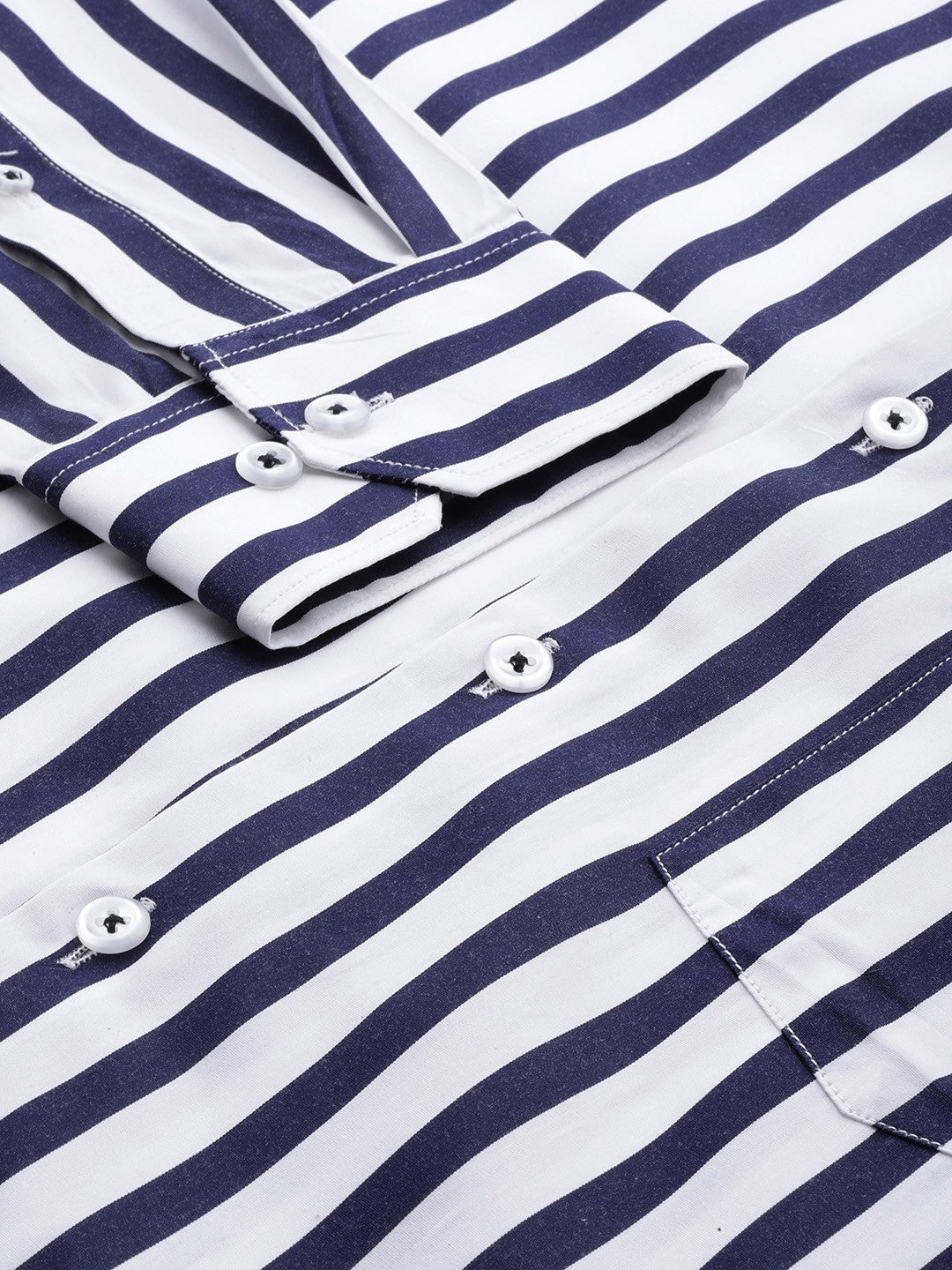 Men Navy & White Stripes Pure Cotton Slim fit Formal Shirt