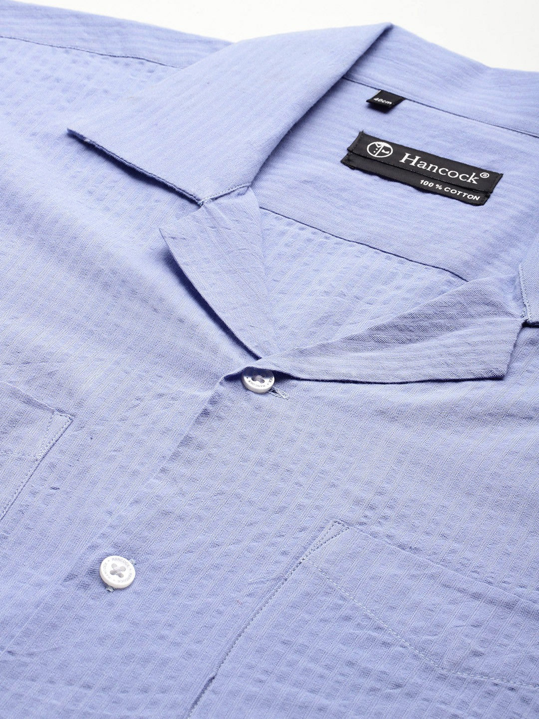 Men Blue Solid Pure Cotton Relaxed Fit Casual Shirt