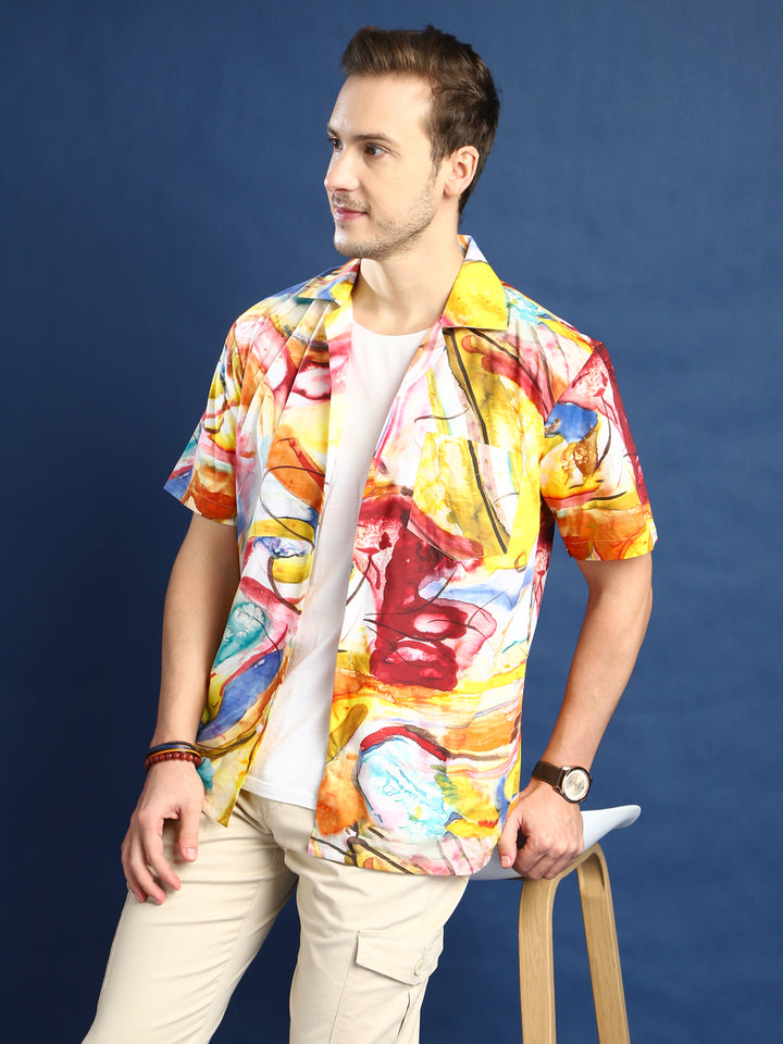 Men Multi Abstract Cotton Relaxed Fit Casual Shirt