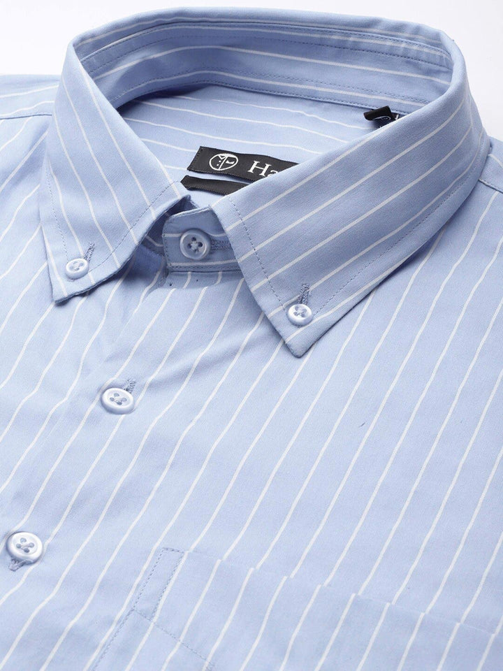 Men Blue Striped Pure Cotton Regular Fit Plus size Formal Shirt