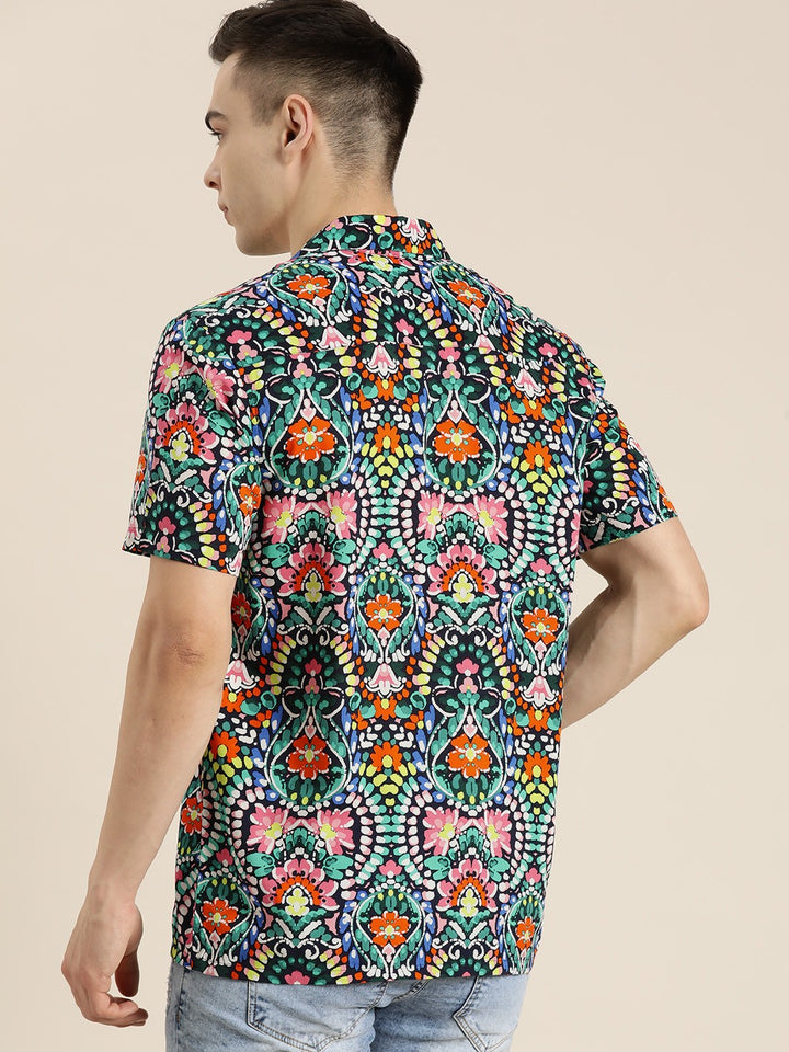 Men Multicoloured Printed Viscose Rayon Regular Fit Casual Shirt