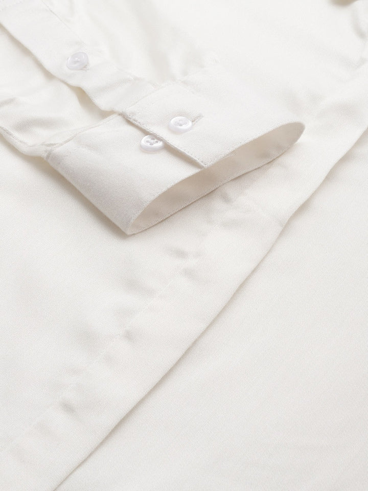 Women White Solid Pure Cotton Formal Shirt