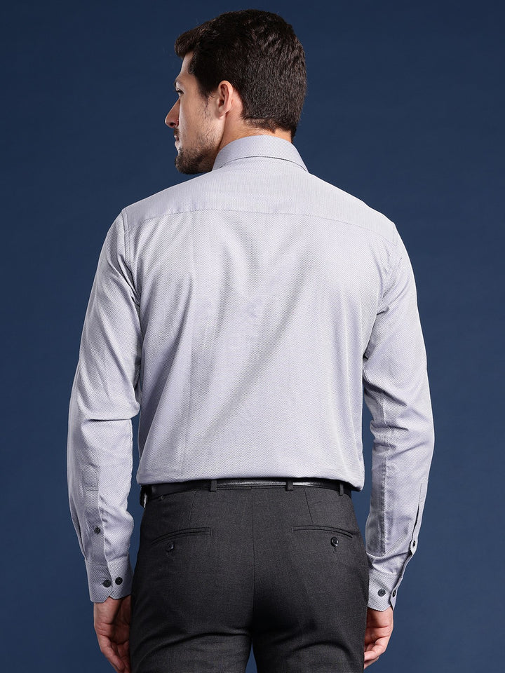 Men Grey Solid Pure Cotton Slim Fit Formal Shirt