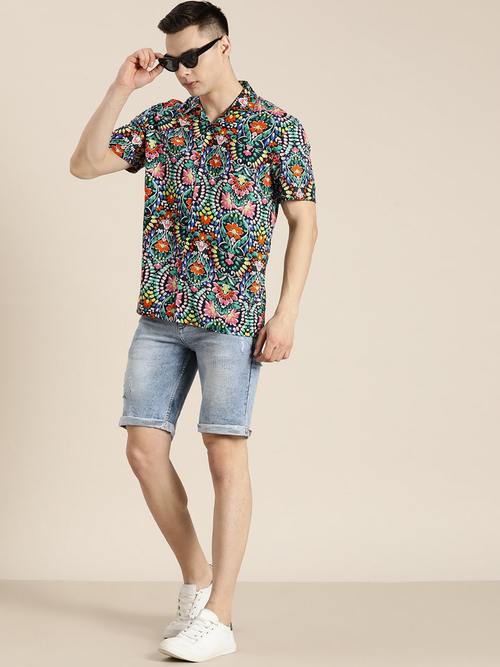 Men Multicoloured Printed Viscose Rayon Regular Fit Casual Shirt