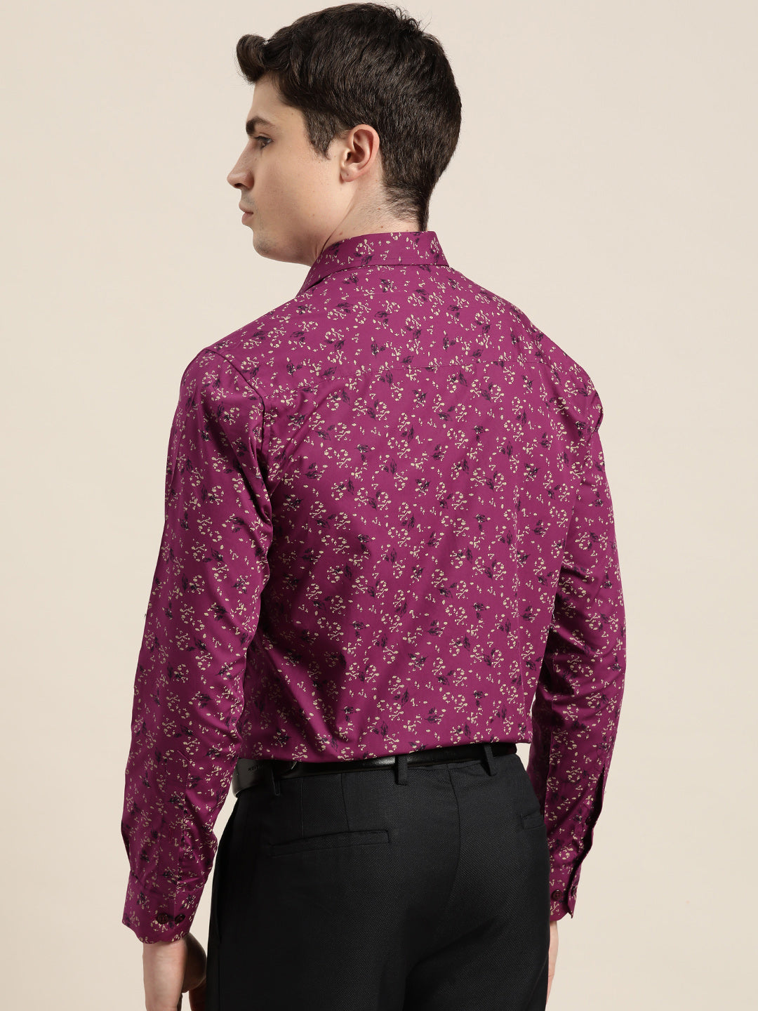 Men Purple Print Pure Cotton Slim fit Party Shirt