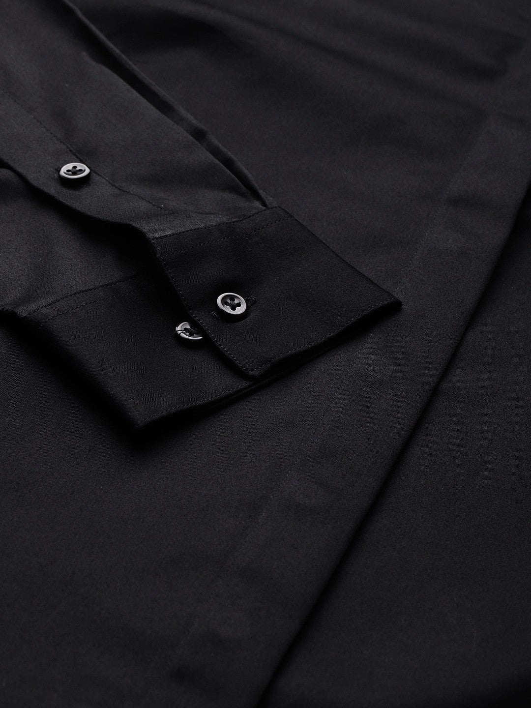 Women Black Solid Cotton Satin Stretchable Wrinkle Free Formal Shirt