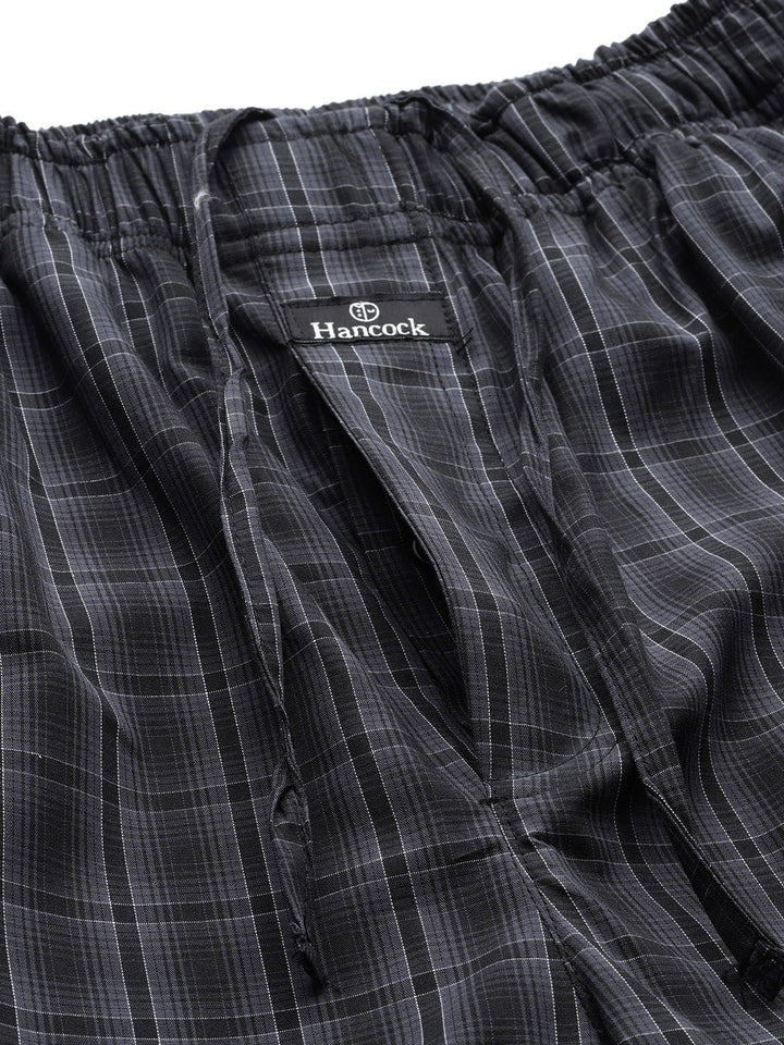 Men Black & Purple Checked Cotton Regular Fit Lounge Pant