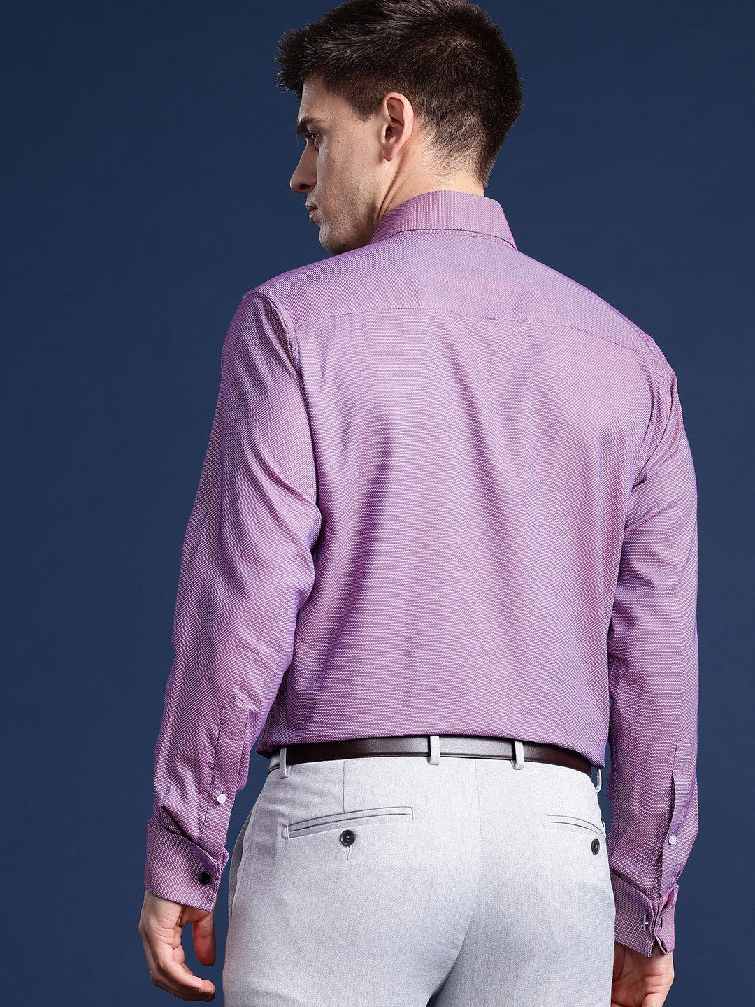 Men Mauve Solid Pure Cotton Slim Fit Formal Shirt