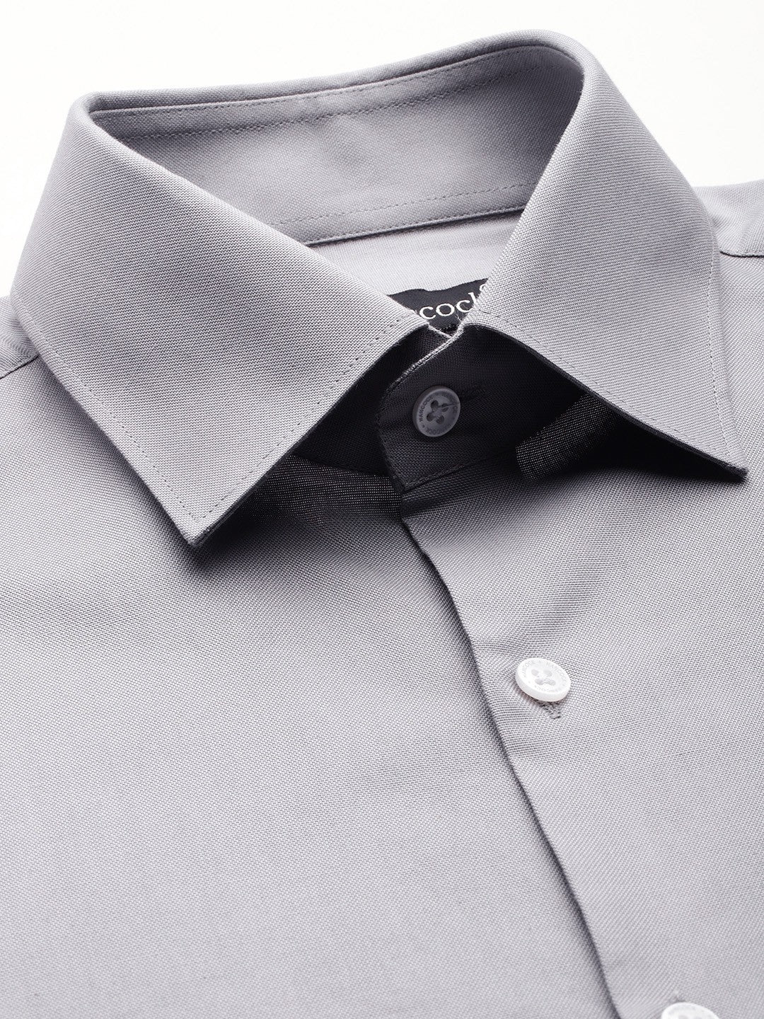 Men Grey Solid Pure Cotton Slim Fit Formal Shirt