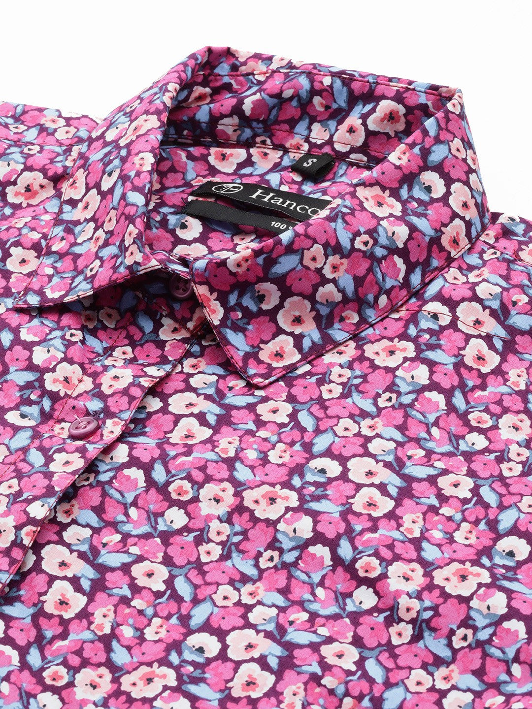 Women Burgundy Floral Pure Cotton Formal Shirt