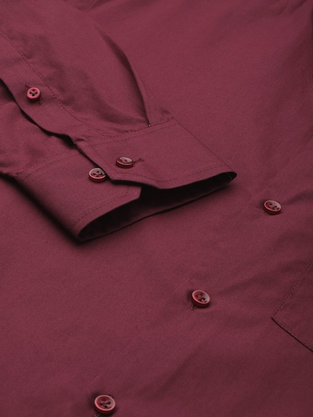 Men Burgundy Solid Pure Cotton Slim fit Formal Shirt