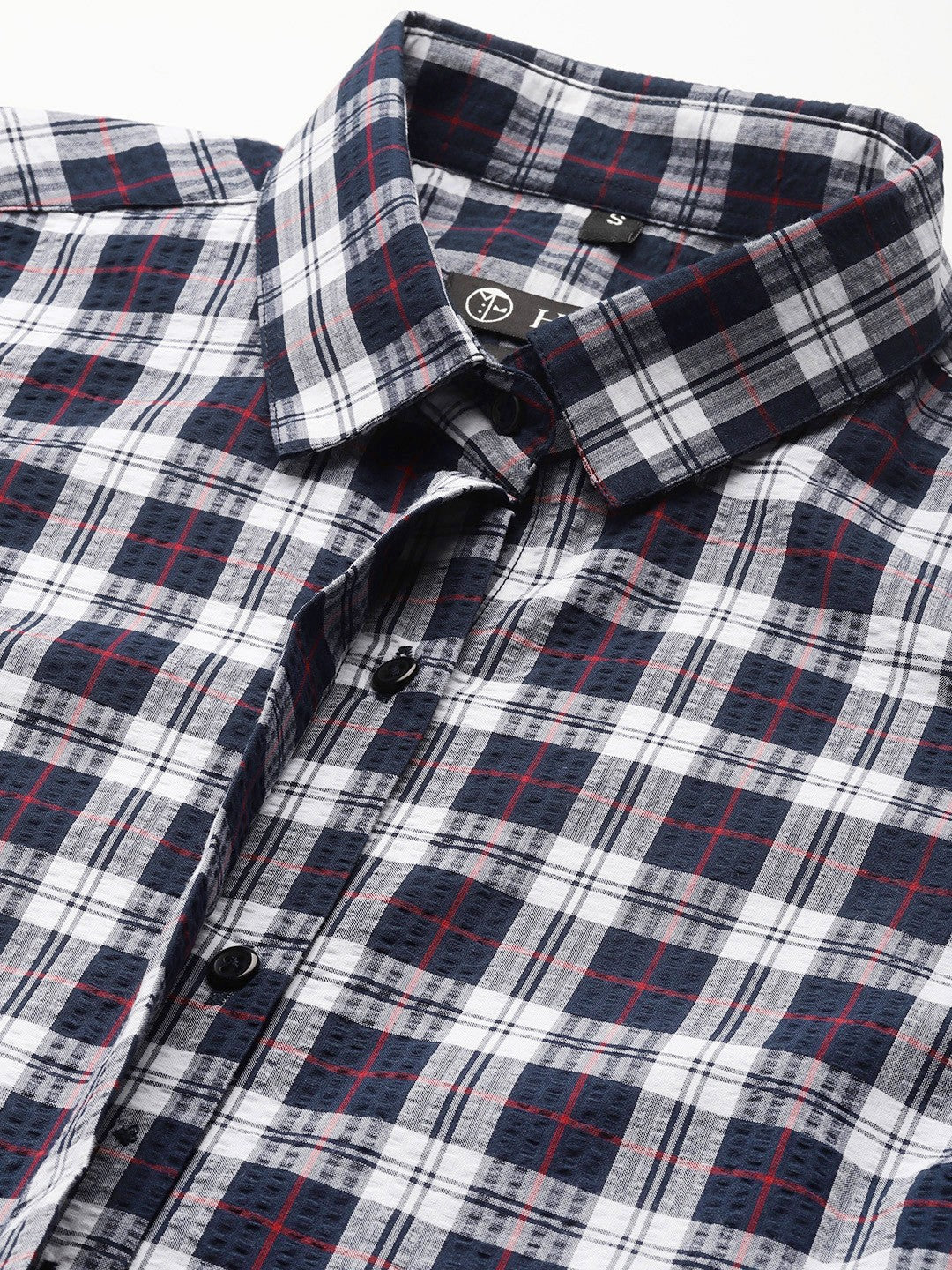 Women Navy Blue Checks Pure Cotton Formal Shirt