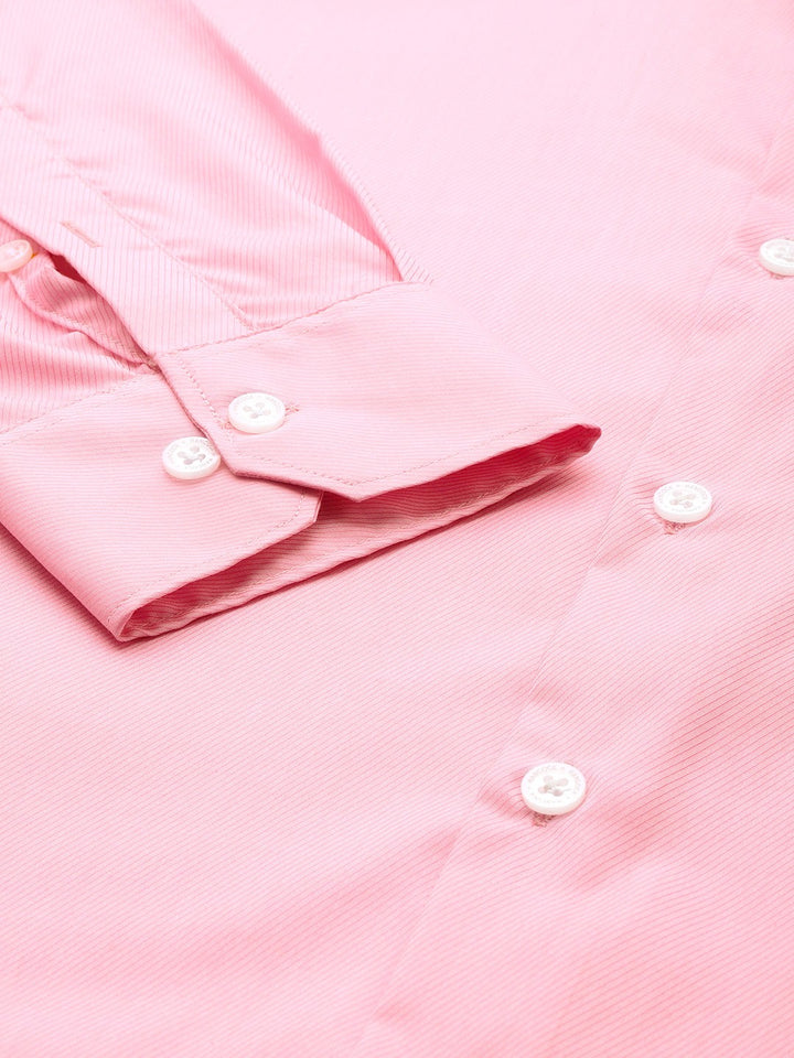 Men Pink Solid Pure Cotton Slim Fit Formal Shirt