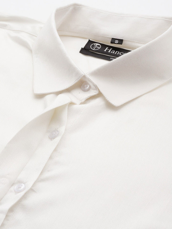 Women White Solid Pure Cotton Formal Shirt