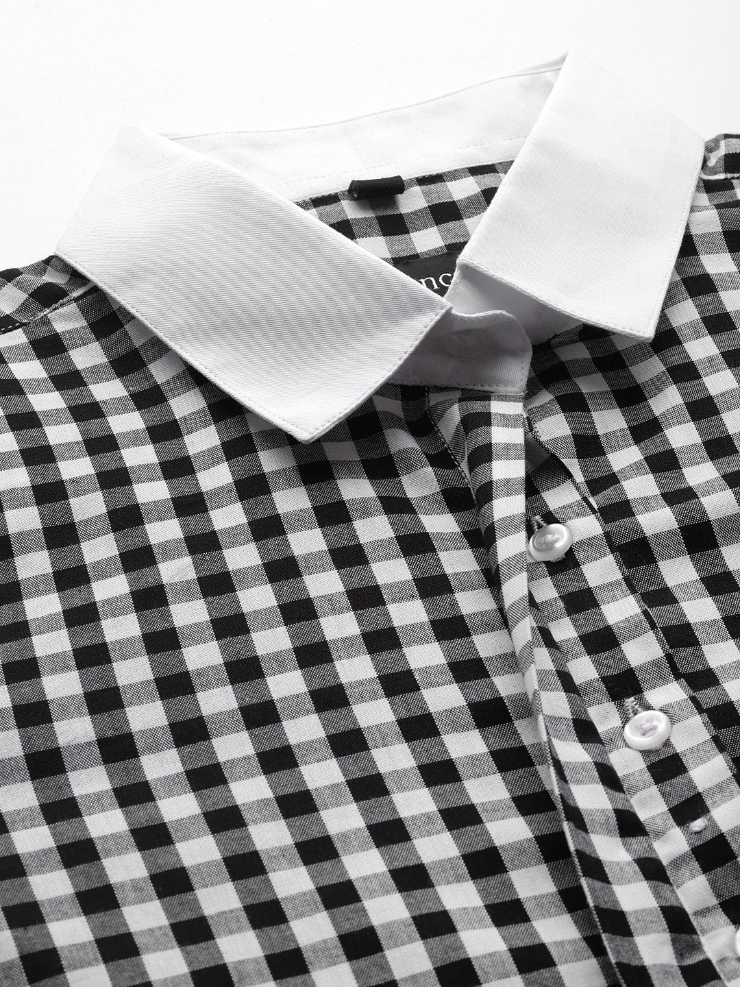 Women White & Black Gingham Checks Pure Cotton Bankers Formal Shirt