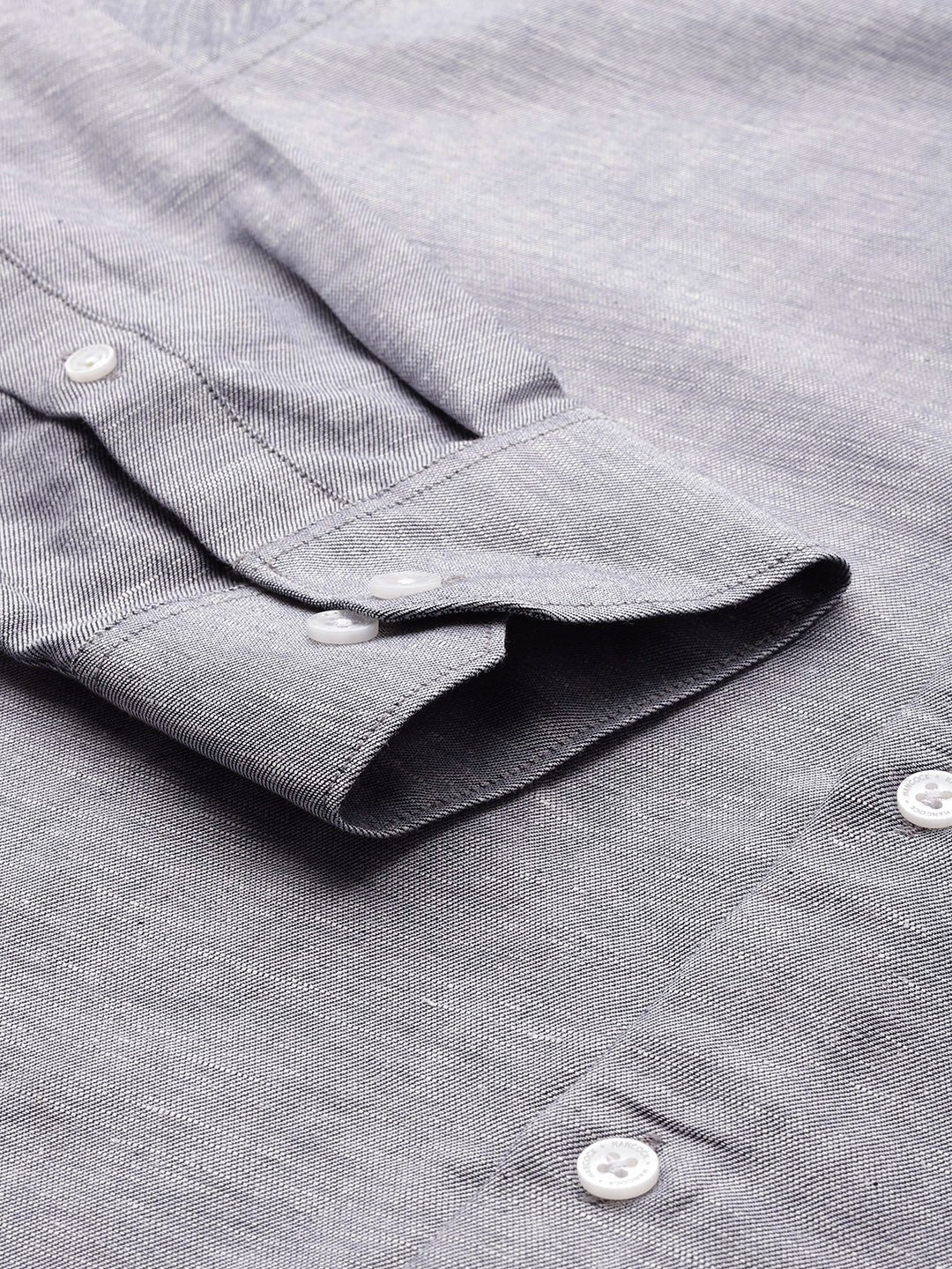 Men Grey Solid Pure Linen Slim Fit Formal Shirt