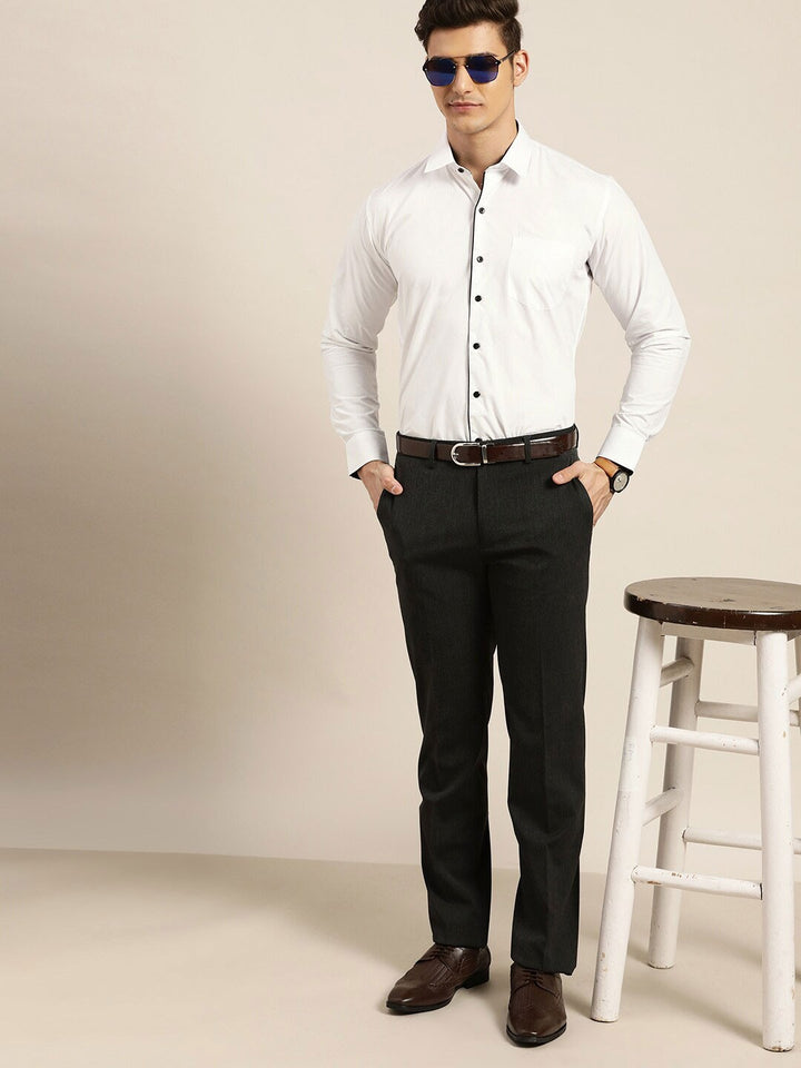 Men White Solid Pure Cotton Regular Fit Formal Shirt