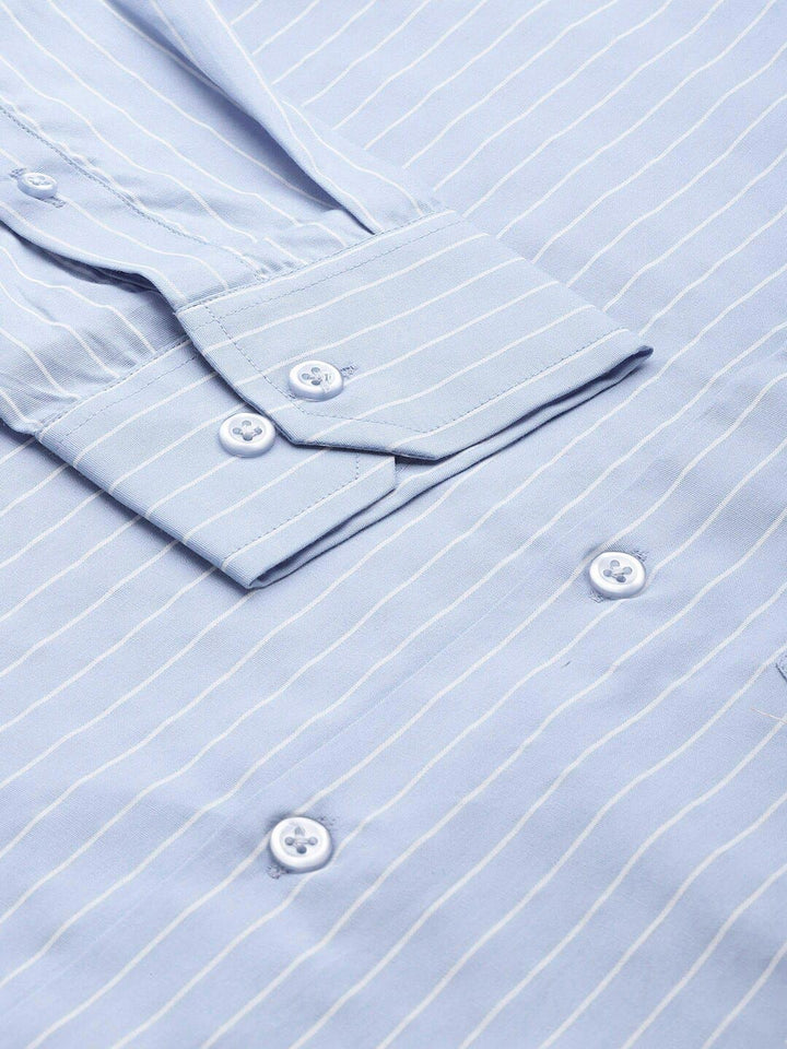 Men Blue Striped Pure Cotton Regular Fit Plus size Formal Shirt